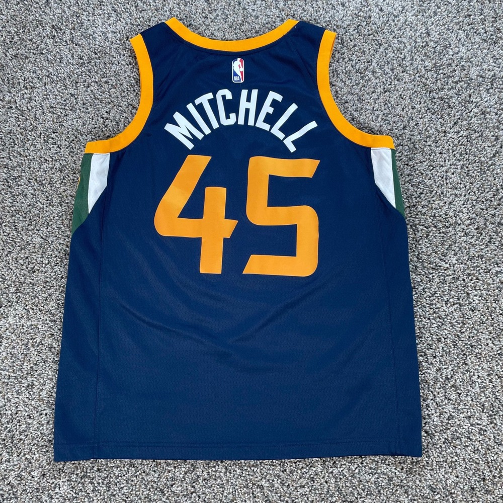 Nike Men's Large Utah Jazz Donovan Mitchell Jersey Navy Blue Icon Swingman NBA